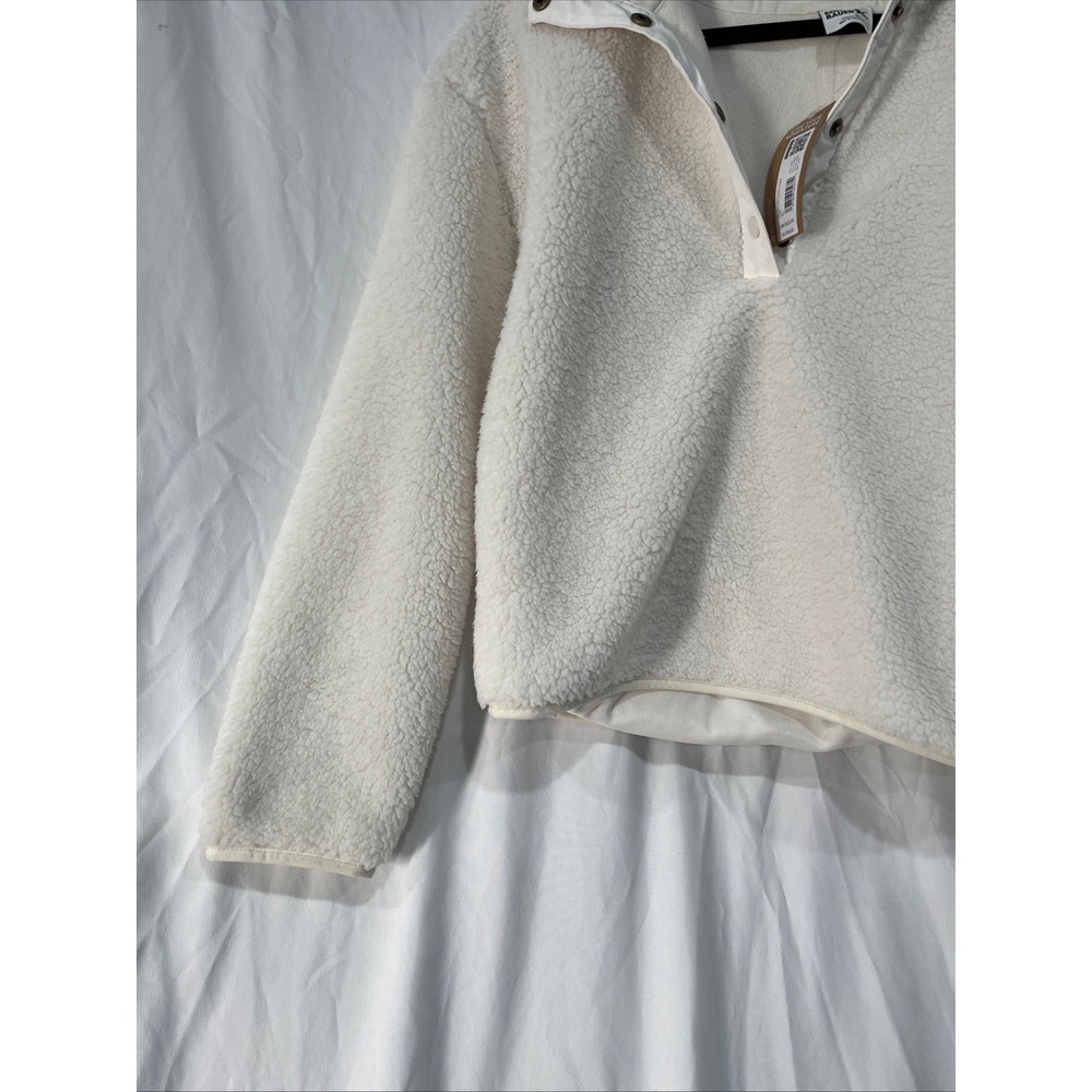 Eddie Bauer Chill Out Fleece Hoodie Womens XL Ivory Sherpa Pullover Snap 6454 - Picture 5 of 10